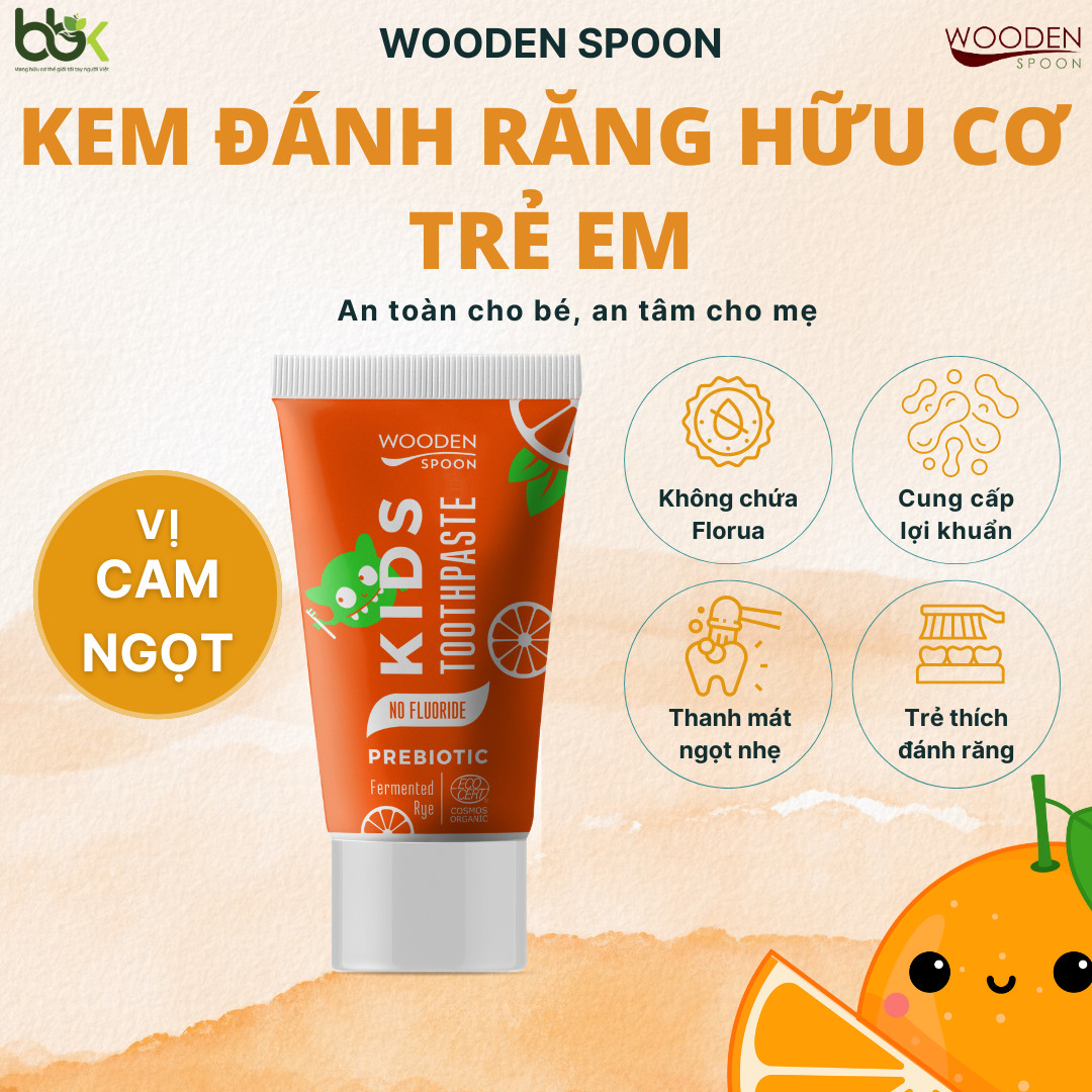 Kem đánh răng hữu cơ trẻ em wooden spoon