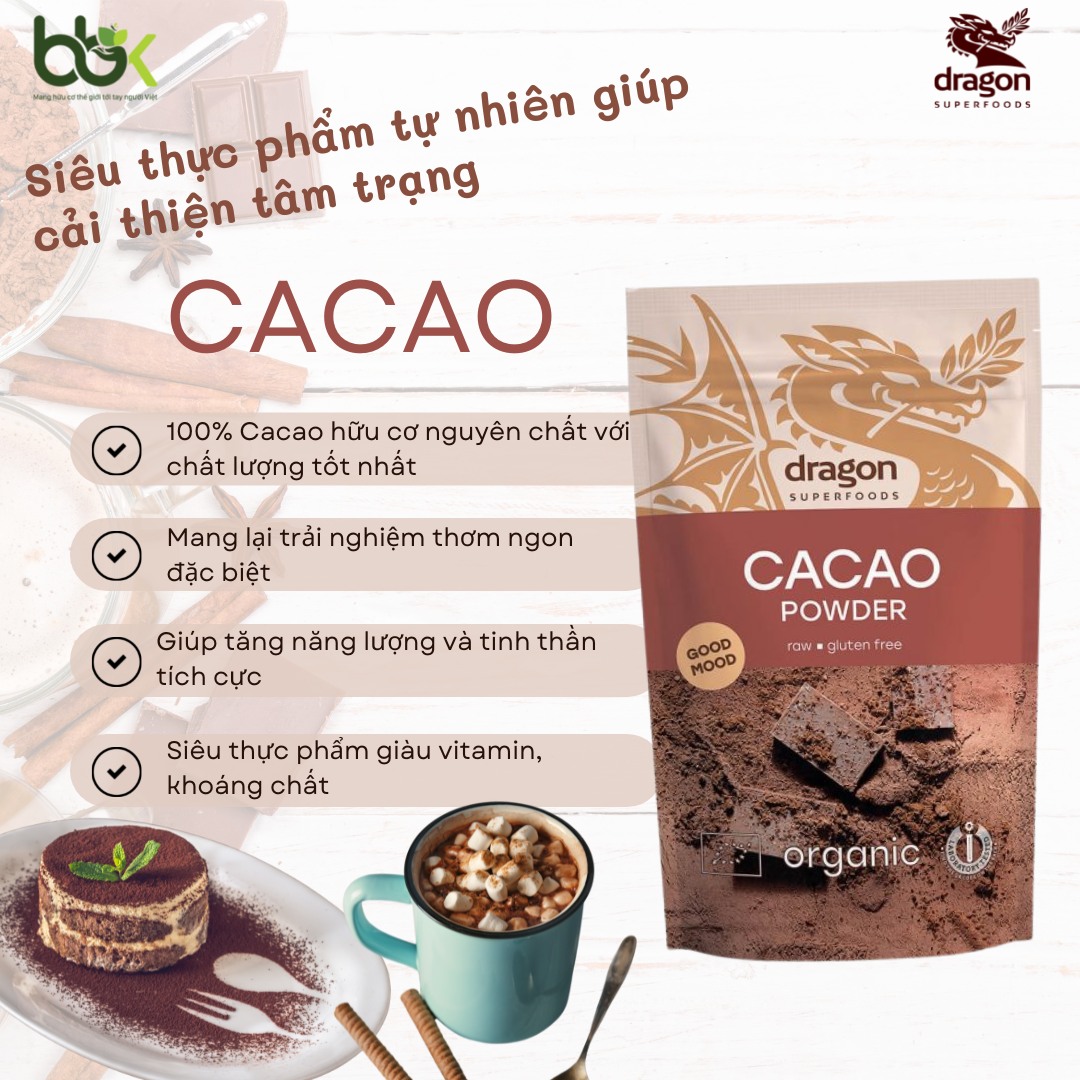 Bột cacao nguyên chất hữu cơ