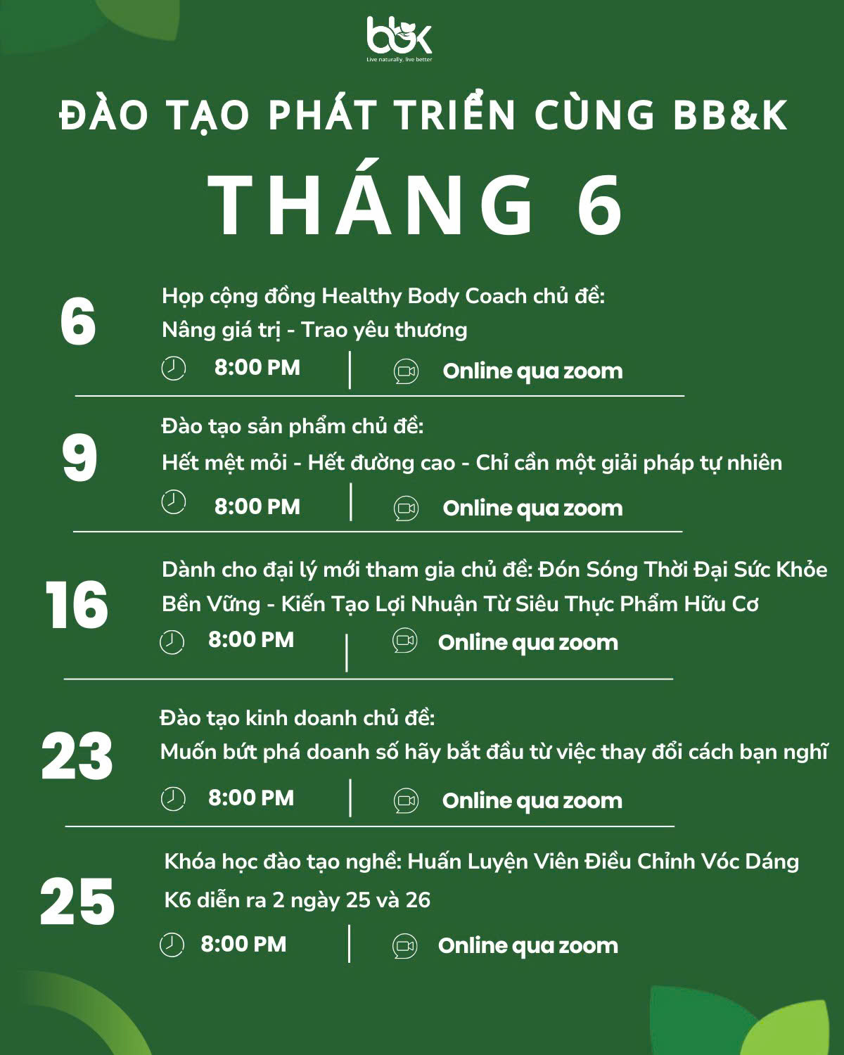 Lịch Đào tạo Tháng - Cơ hội để bứt phá