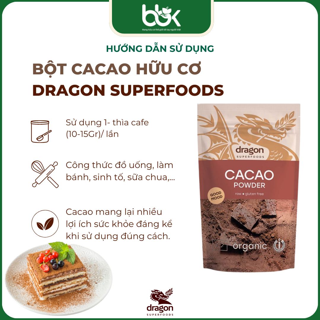 Bột Cacao hữu cơ Dragon Superfoods – tinh túy từ thiên nhiên Bột Cacao hữu cơ Dragon Superfoods – tinh túy từ thiên nhiên