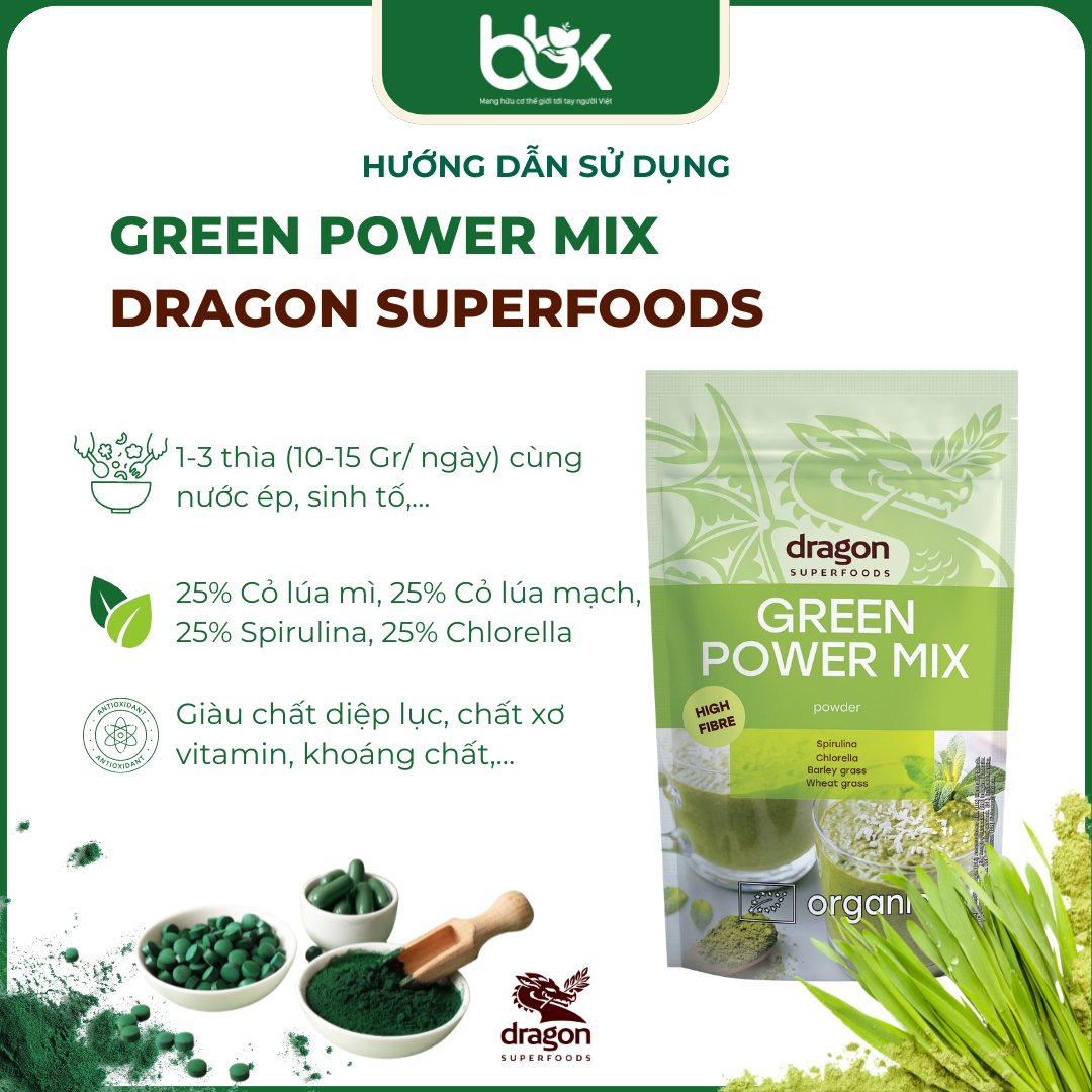 Green Power Mix và Vỏ hạt mã đề hữu cơ