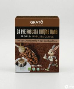 Cà Phê Robusta Organic Thượng Hạng Phin Giấy Grato 100g