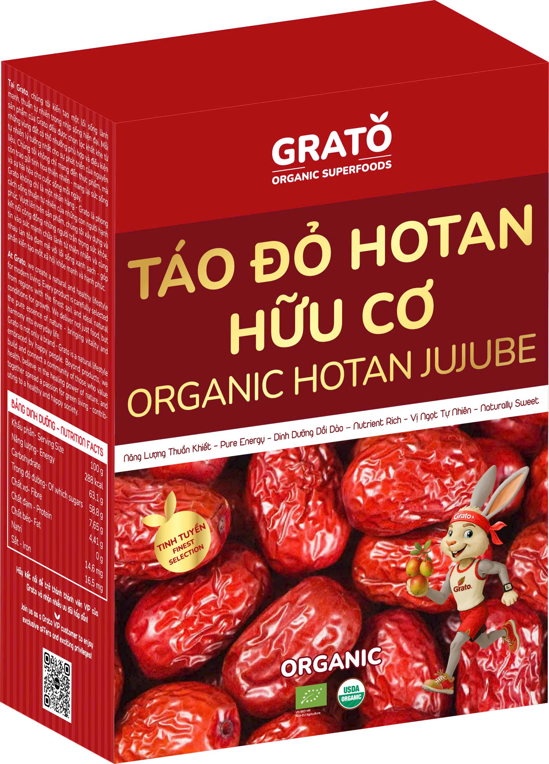 Táo đỏ Hotan Organic Grato 90gr (táo Hotan hữu cơ)