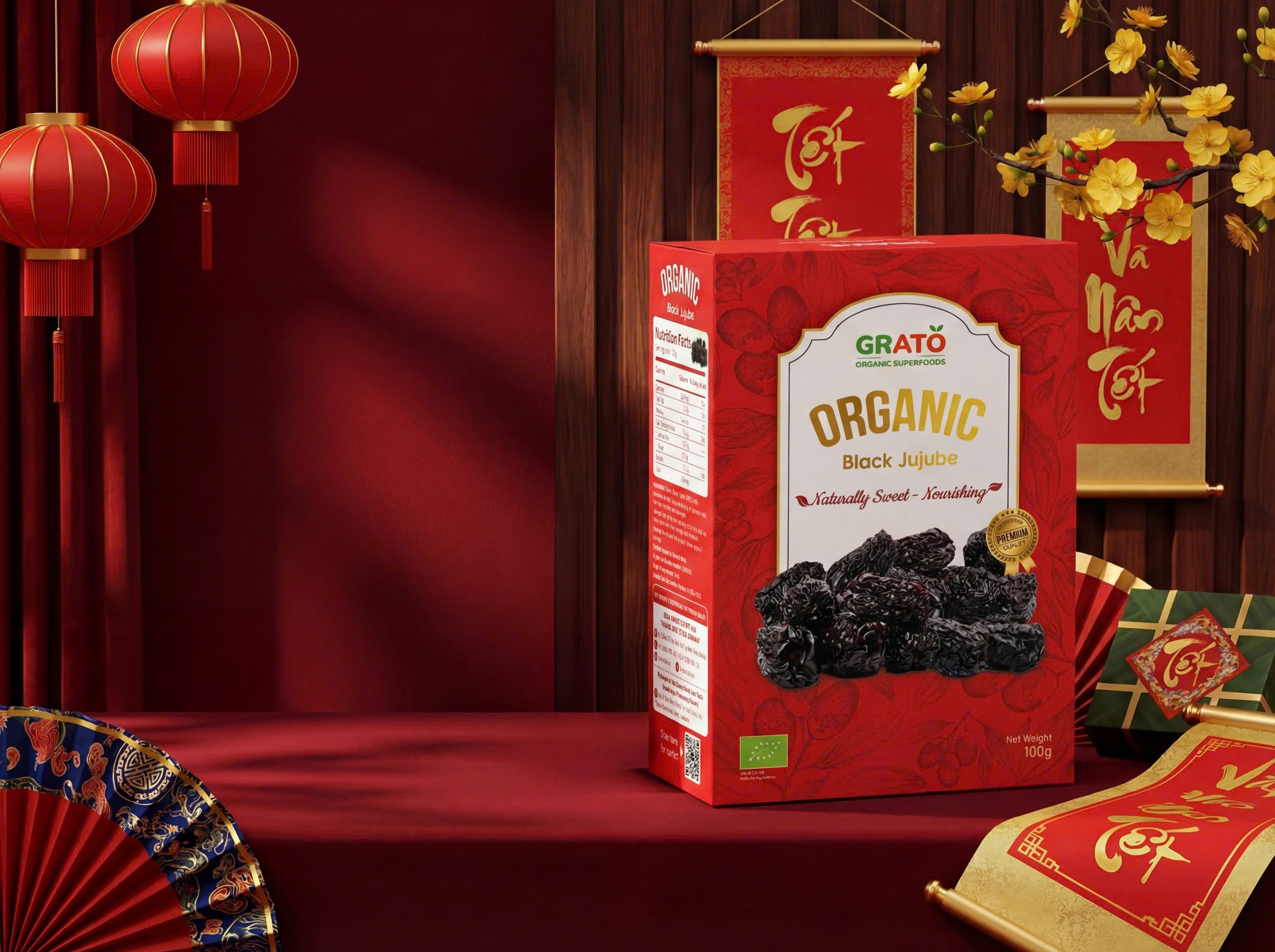 Táo đen hotan Organic Grato 100gr (táo đen Hotan hữu cơ)