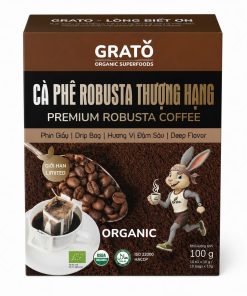 Cà Phê Robusta Organic Thượng Hạng Phin Giấy Grato 100g