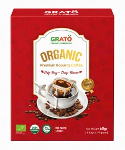 Cà phê Robusta hữu cơ phin giấy Grato 60Gr